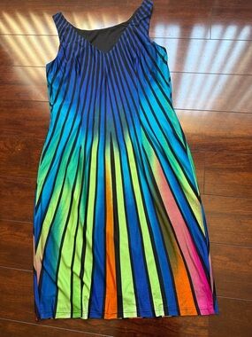 Vibrant Multicolor Striped Sleeveless Dress